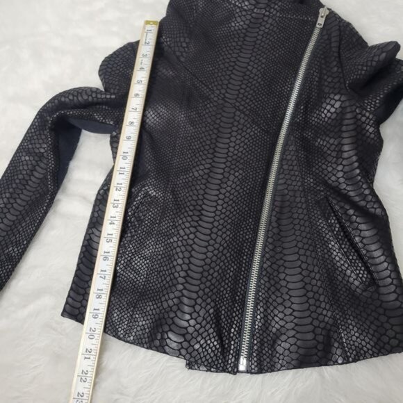 Generation Love Black Leather Reptile Textured Moto Jacket Small - Picture 4 of 11